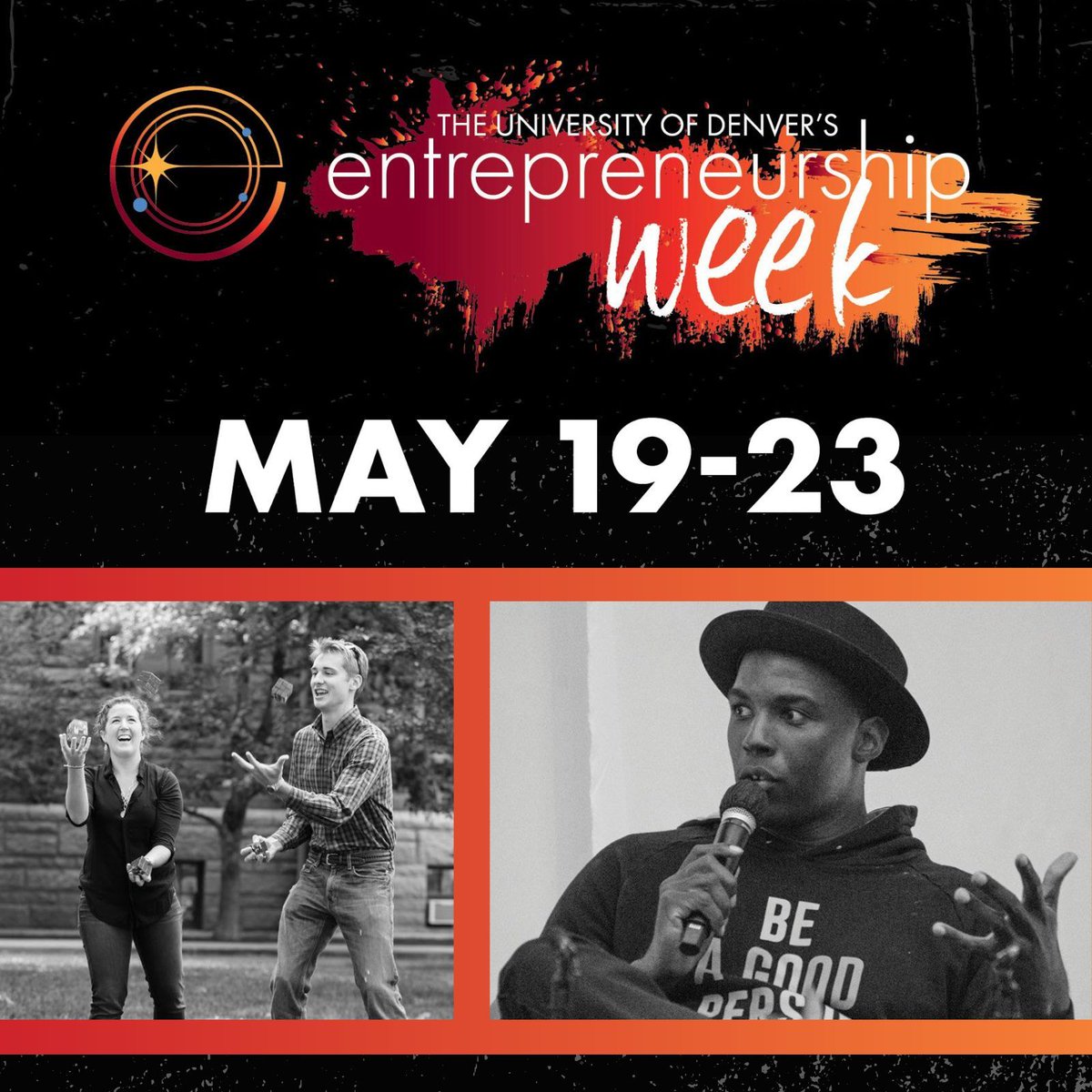 Entrepreneurship Week is rapidly approaching at the University of Denver, starting on May 19 and running through May 23! 💡📆 Be sure to check out the full event schedule here: buff.ly/3wiVgyz