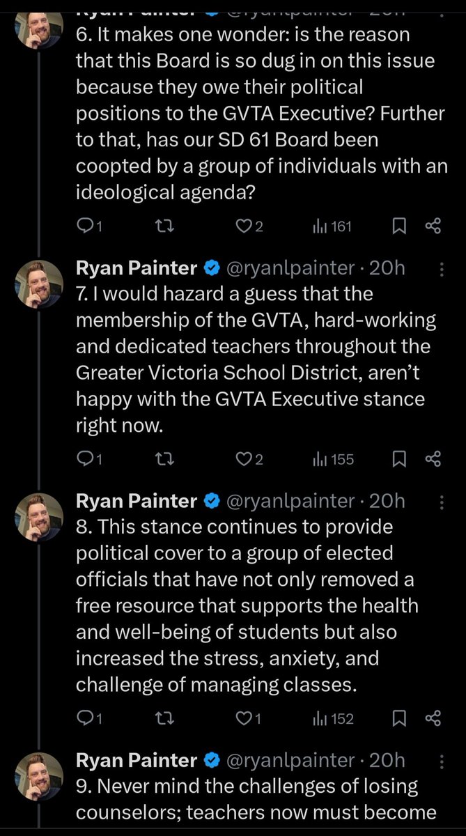 Yes, @ryanlpainter, the @gvta controls the @sd61schools Board of Education. We would quote your thread, but you blocked us when our candidates ran against this slate of extremists who you seemingly supported in your previous role as #sd61 Board Chair. #yyj #yyjpoli #bced #bclab
