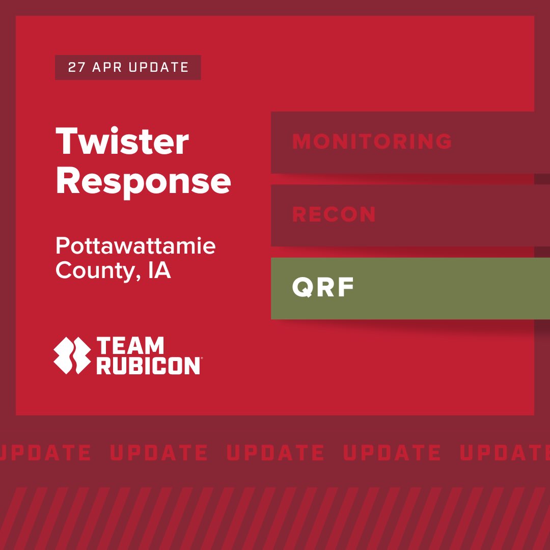 Within two hours of a request for assistance today, our quick response force (QRF) was deployed to provide immediate chainsaw support in Minden, IA.