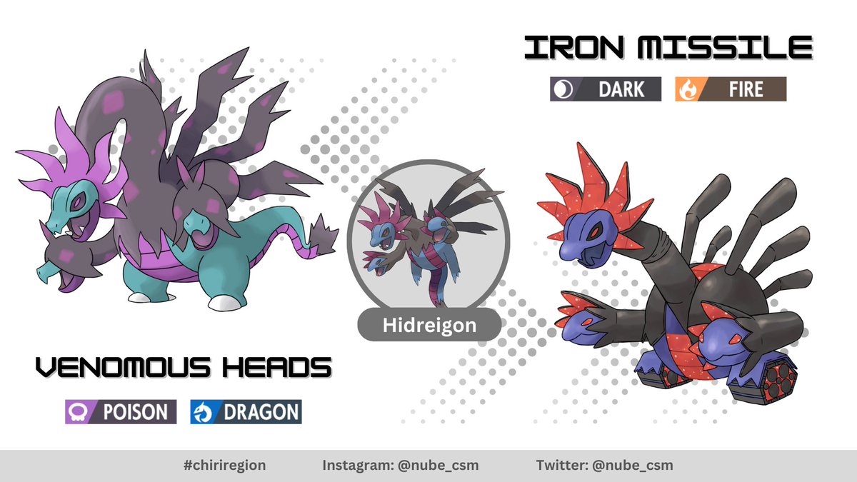Hidreigon literally represents the concept of the hydra and a war tank, making it perfect for paradox counterparts like Donphan. Iron Jugulis is just a waste of potential😩 . . . . #paradoxpokemon #hidreigon #Pokemon