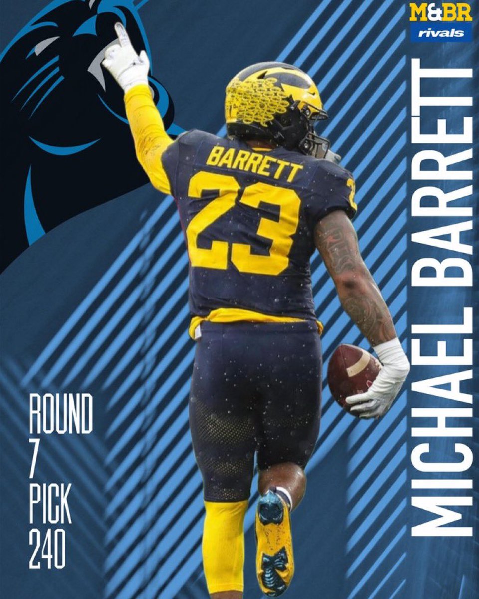 With the 240th pick in the @NFL draft the @Panthers select @mikebarrett_MB1 @UMichFootball most winningest player #GOBLUE #PROBLUE #WINNINGEST #Nfldraft