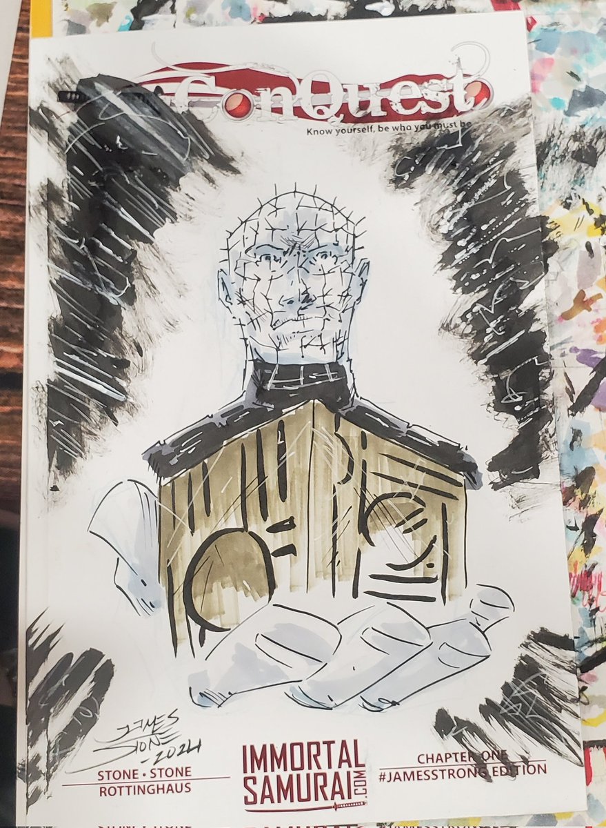 With every purchase of the #Conquest TPB #SketchCover edition you get an #OriginalSketch of your choosing (While supplies last) This is a #PinHead from #HellRaiser I did today! #PenSketch #MarkerSketch @RealDougBradley #JesusWhept @RealCliveBarker #OriginalArt