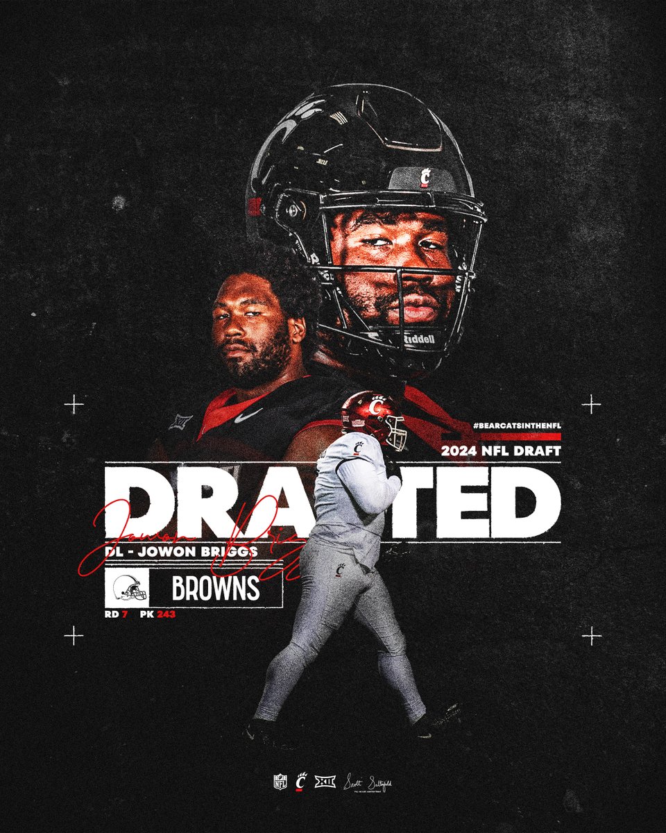 Cincinnati ➡️ Cleveland @JowonBriggs is headed to the @Browns! 📝: gobearcats.com/news/2024/4/27… #Bearcats | #BearcatsInTheNFL