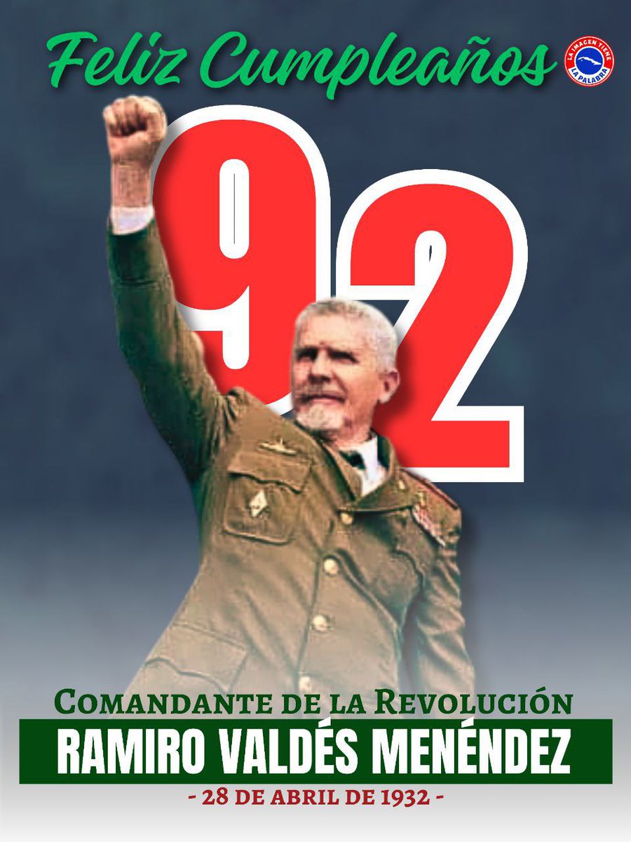 Muchas felicidades al Comandante de la Revolución Ramiro Valdés en su cumpleaños 92. Sin dudas un gran hombre y un gran revolucionario. #SanctiSpíritusEnMarcha @Chil1959 @contrerae510 @Barbara78904587 @DGSaludSsp @DirecSaludSsp @LazaroGlezH @Aliosky72982660