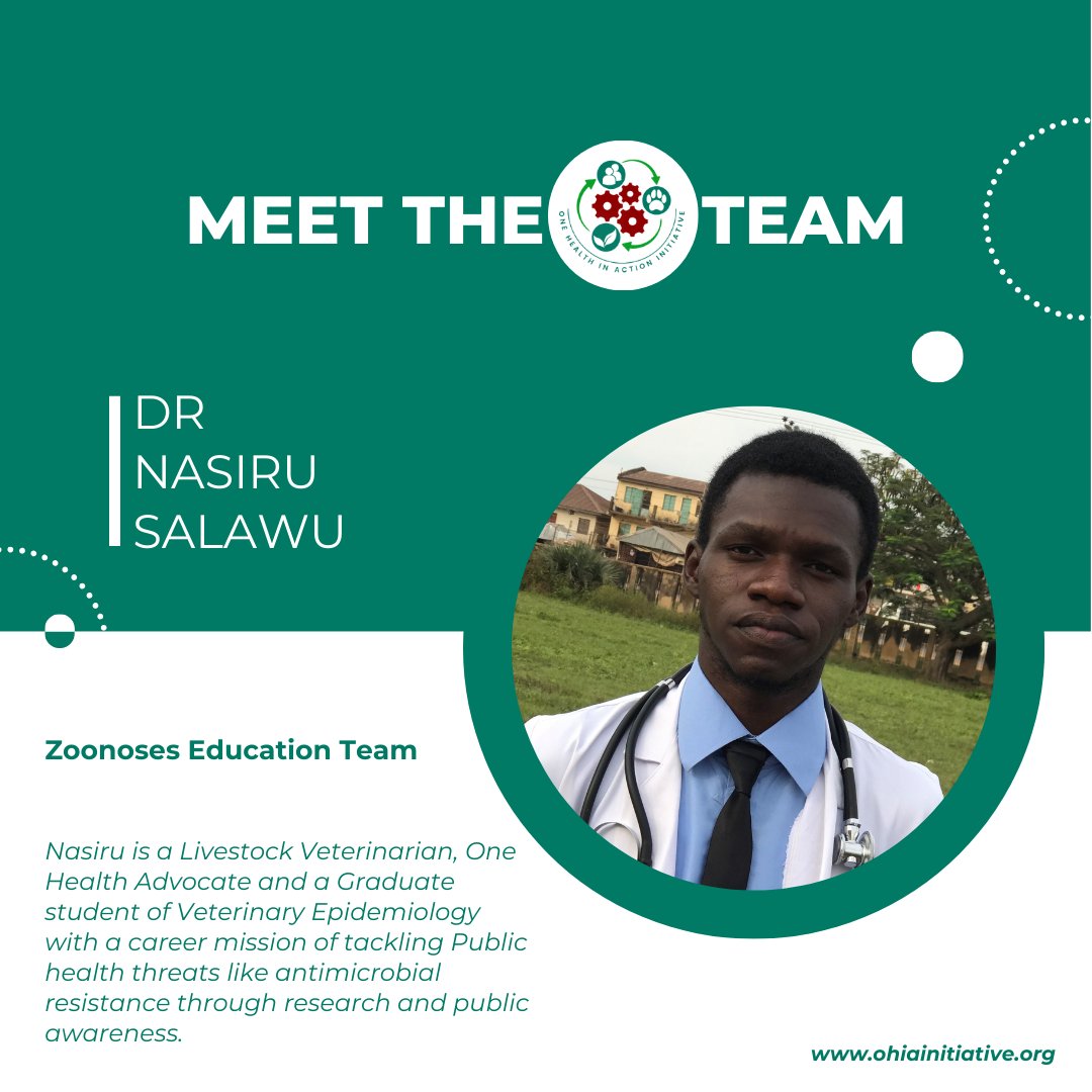 Dr Nasiru Salawu, DVM joined OHiA not long ago. He joined through the Working Group on Antimicrobial Stewardship but he is currently with the Zoonoses Education Team until active volunteers are recruited into the WG on AMS.

Welcome to OHiA and thank you!

#TeamOHiA #OneHealth
