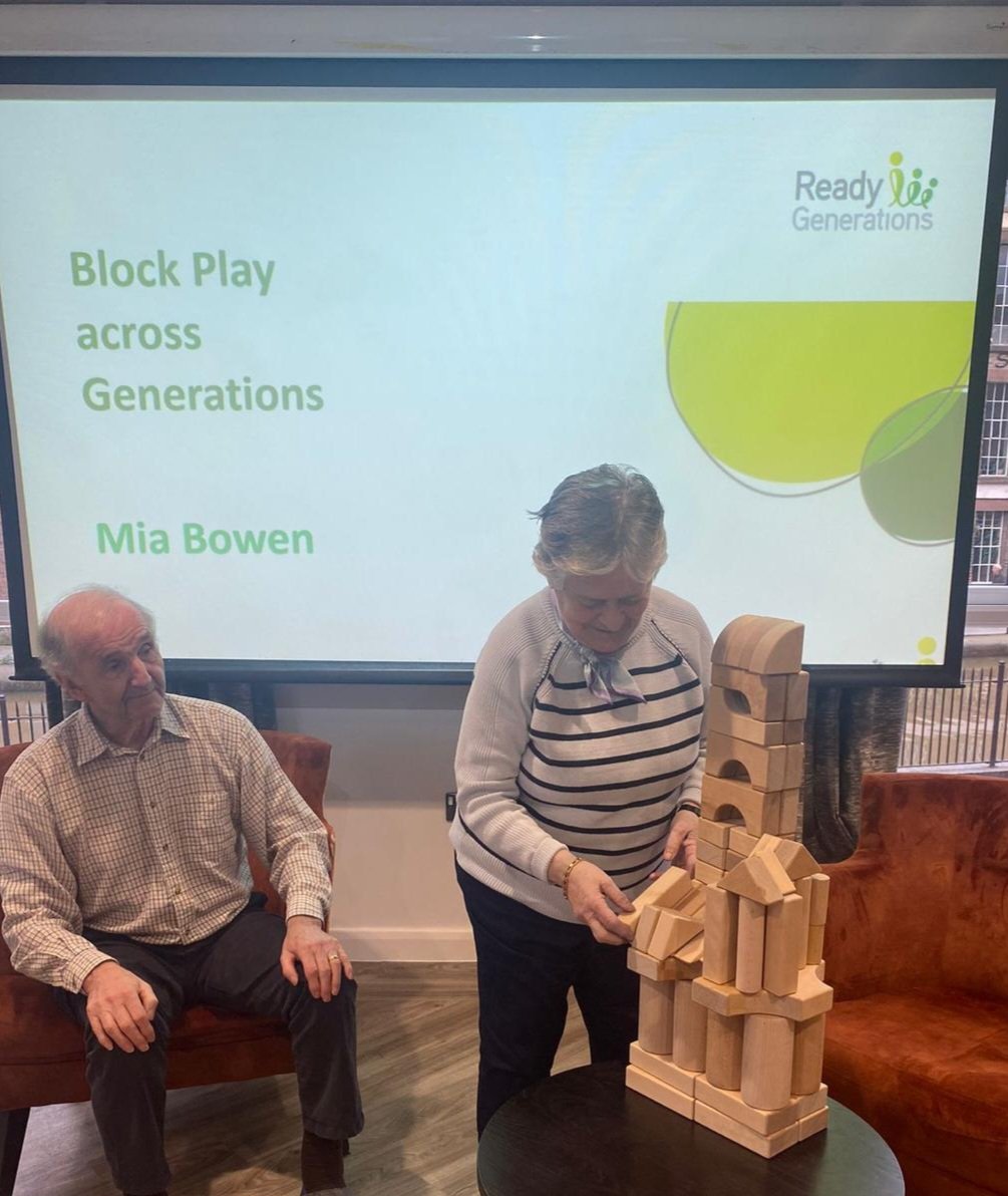We are sharing the seven stages of block play with our grandfriends and they LOVE it! #GIW24 @AlisonMPeacock @community_play @BelongVillages