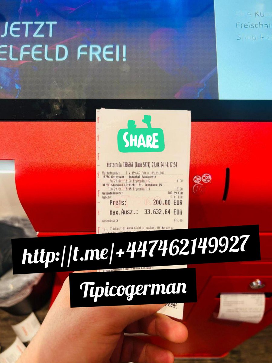 - Glückwunsch 🤑  💵💰
TOR ⚽ In 89'+⅗ 🇩🇪
- Alle Interessierten schreiben mir hier 💬 @Tipicogerman 
• t.me/+447462149927
- #Tipico / #Sportwetten / #wetten  #Fixedmatches #Tipster #Tipps #Tipp