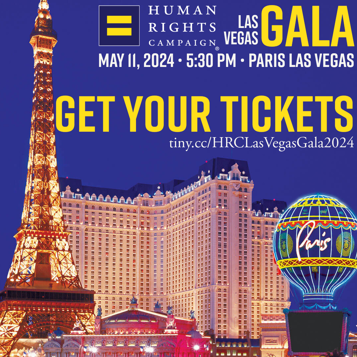 We’re just 2 weeks away from the 2024 HRC Las Vegas Gala Saturday, May 11, 5:30PM Paris Las Vegas Hotel & Casino Secure your tickets today. tiny.cc/HRCLasVegasGal… #HRC #HRCLasVegas #LGBTQ #LGBTQIA #Pride #Equality #HRCGala