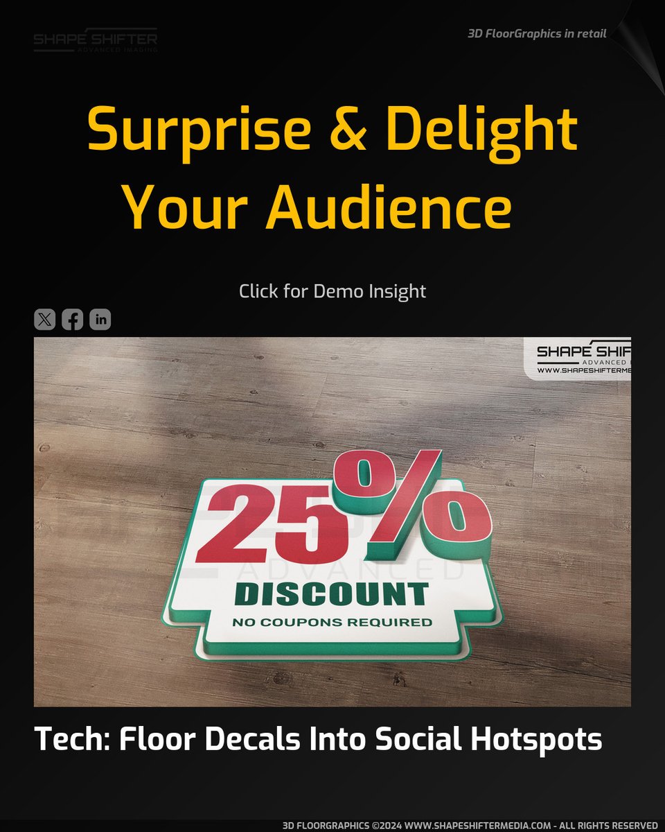 ssm.li Surprise & Delight Your Audience Tech: Floor Decals Into Social Hotspots Click for Demo Insight #retail #pos #pointofsale #retailmedia #retailers #printsales #qualityprints #planetprint #ipd24 #printingtechnology #inkjetcodingprinter