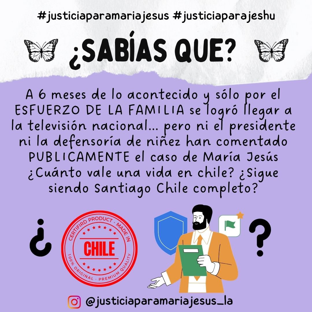 ¿Sabías que? Enviamos carta al presidente en Noviembre y que aún seguimos luchando…

#RT #ChileDeDuelo #ChileEstaDeLuto #reformajudicial #justiciaparamariajesus #vivasnosqueremos #niunamenos #LosAngeles #Chile