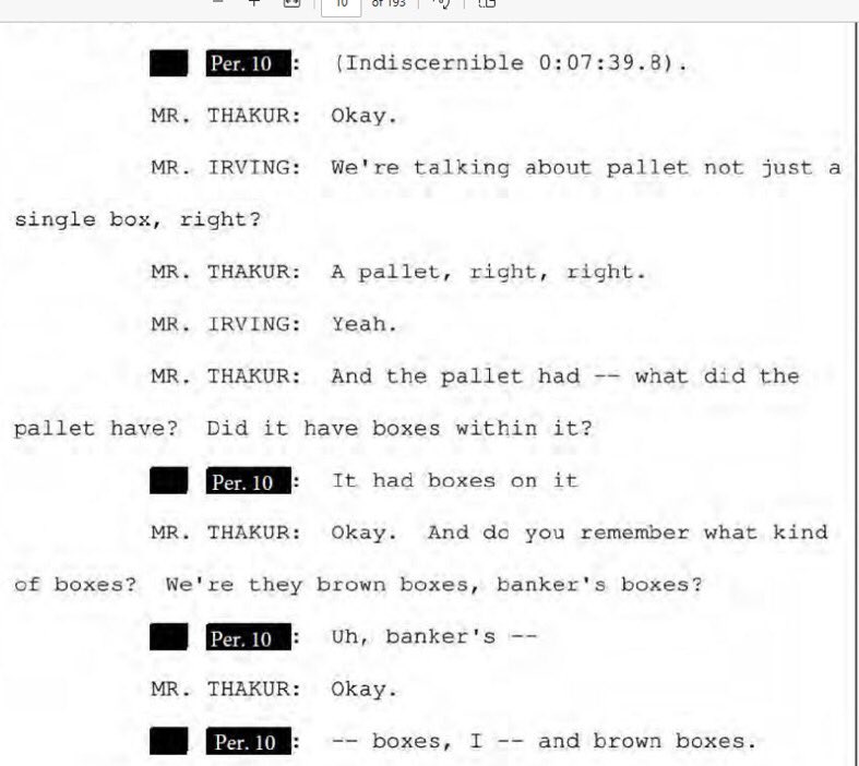 BREAKING: Unsealed transcript of FBI witness interview reveals that GSA ordered Trump to take pallets of boxes full of documents, allegedly the same ones marked with  “classified” from Mar-a-Lago raid.