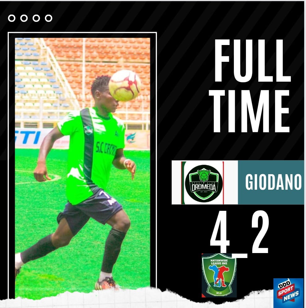 Dromeda SC dominates the field, clinching victory with a commanding 4-2 triumph over Giodano FC! ⚽🏆 
#DromedaSports #HayyaHayya #Dromedaries #NLO24
#NewYearMegaLottery
#Sofascore
#Naemosport
#SportsMeetTech
#FirstCentralCreditBureau
 📣🔥