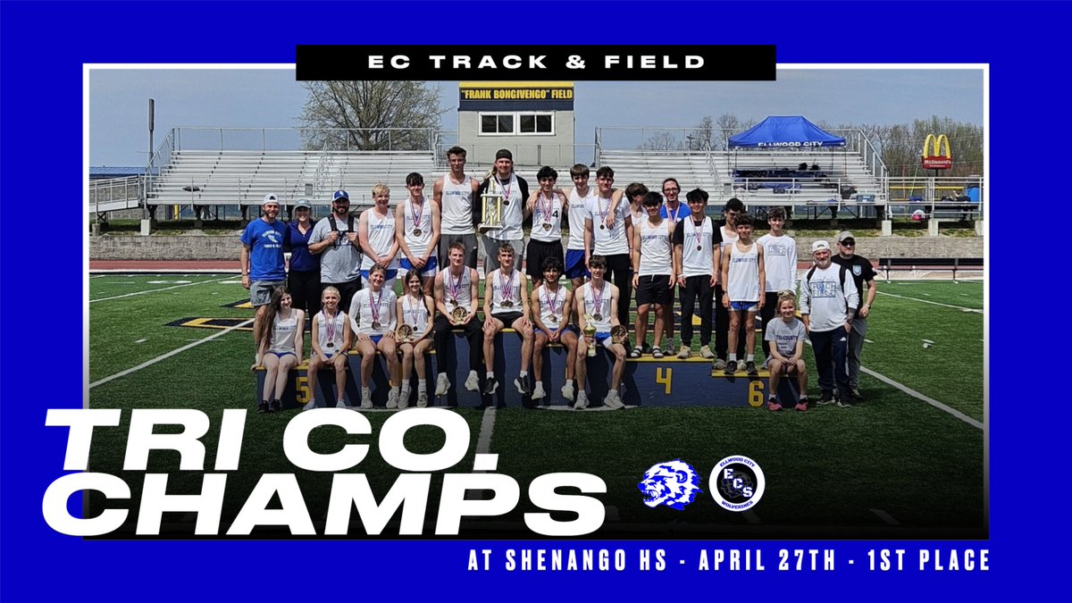 CONGRATS - 1ST PLACE

Congrats to EC's Track &amp; Field team who placed 1ST OVERALL at Tri-County Championships today with 129 points!