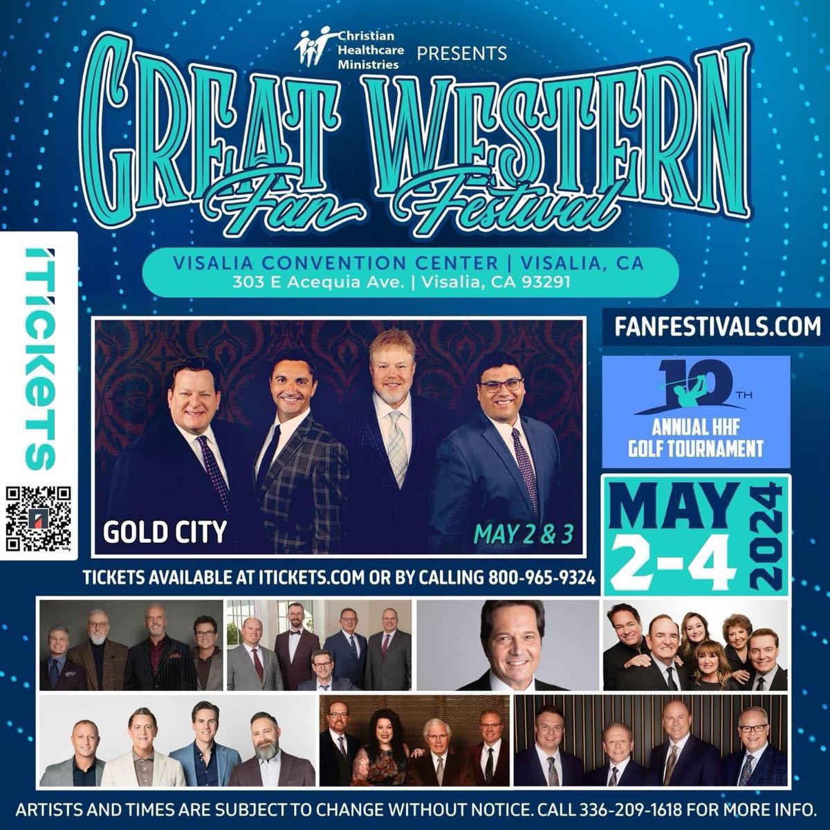 5 days to Fan Fest 2024. Great seats still available. 800.965.9324 Join us in Visalia, CA. for 3 days of fun, fellowship and music. bit.ly/FanFest-2024 #GoldCityonTour