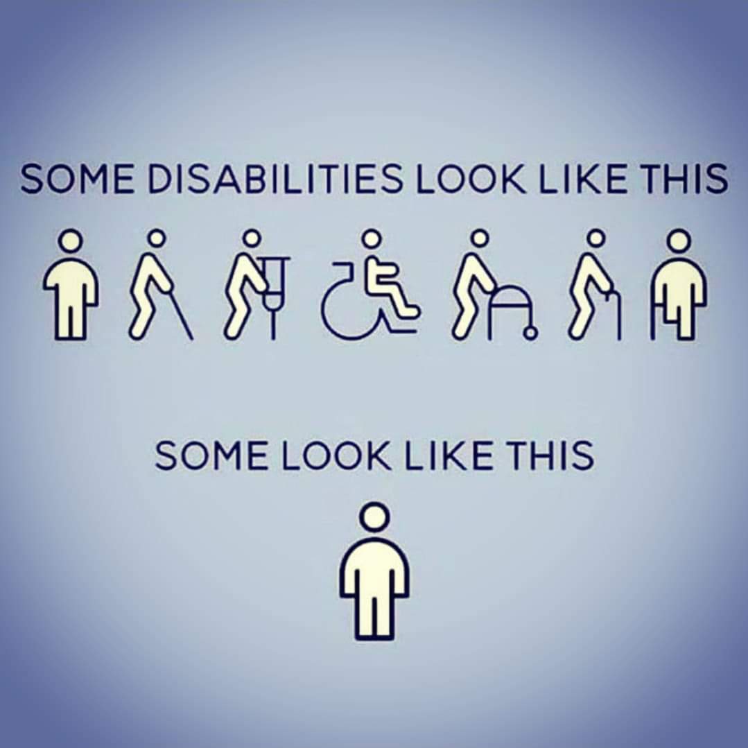 Friendly reminder... hidden disabilities are still disabilities. 

A person can look 'perfectly fine' and still be disabled by their brain wiring.