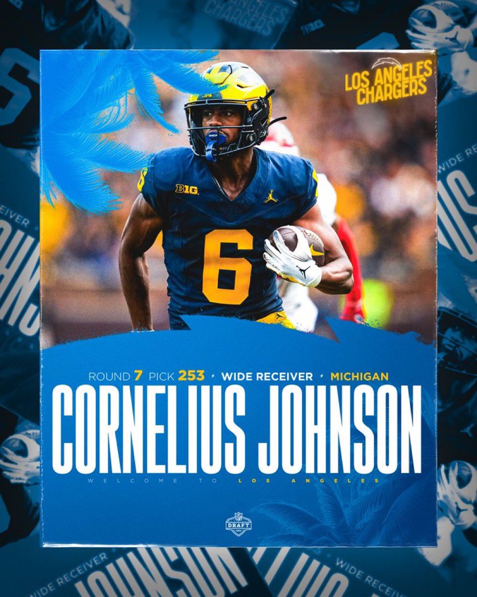 With the 253rd pick in the @NFL draft @chargers select @CorneliusNation @UMichFootball #GOBLUE #PROBLUE #Nfldraft