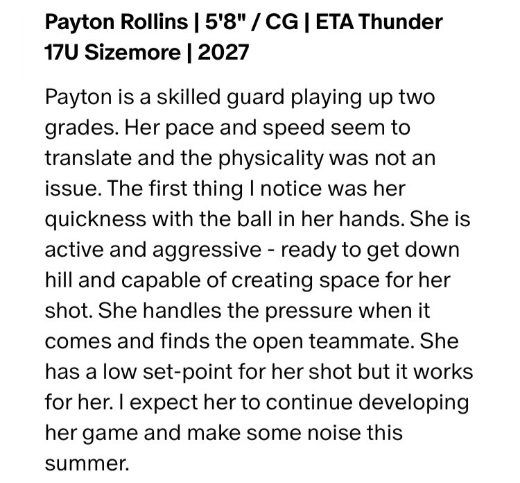 Thank you @sheputsinwork and @lexdesir for the write up!! Going to continue putting in the work and keep working toward my goal!! @ETAThunder @ETA2025Sizemore @CoachVez4 @talkinghoops23 @PGHTennessee @MeadeHoops @CoachDycus @SDHS_LadyKeesBB @PBRhoops