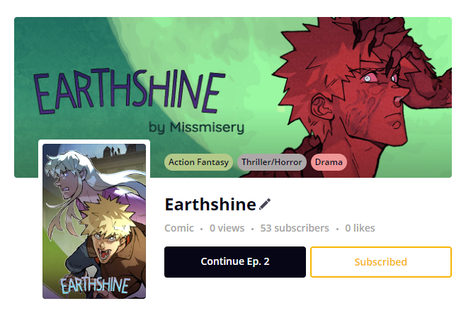 Earthshine has *officially* launched on @TapasCommunity! First 7 episodes are up now, and new episodes will be up every Wednesday + Saturday.