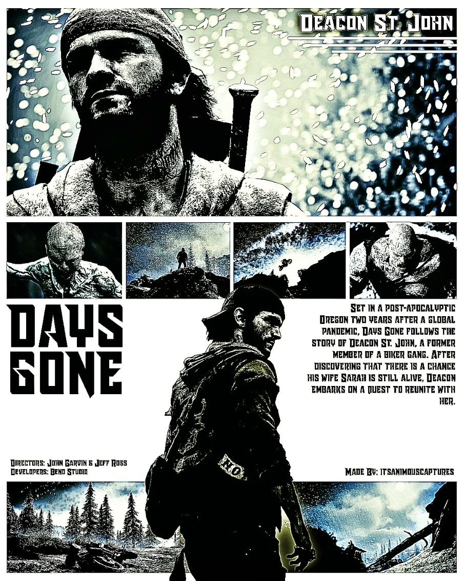 TheUnanimous1's tweet photo. Happy 5th Anniversary to @BendStudio and #DaysGone I really love this game and wanted to do something special to celebrate. Thank you @JakeRocket and @John_Garvin for coming up with a world I still think about years after playing your game 🍻.  Yes. This is the last poster. https://t.co/XHQCpb05OF
