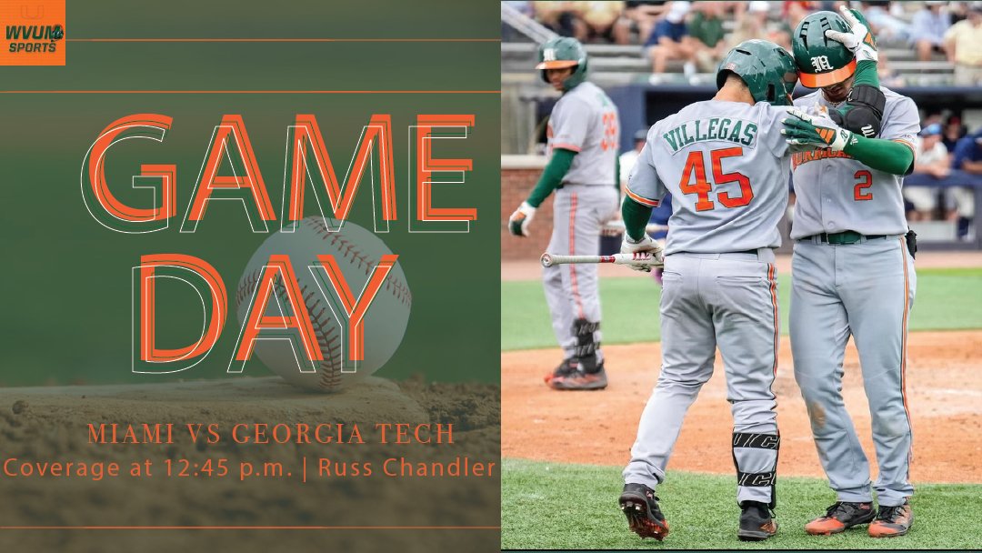 WVUM Sports (@wvumsports) on Twitter photo Important rubber matchup in the ATL 😮💨
⚾: <a href="/CanesBaseball/">Miami Hurricanes Baseball</a> vs <a href="/GTBaseball/">Georgia Tech Baseball</a>
🏟️: Russ Chandler Stadium
⏰: 1:00 p.m.
🎙️: <a href="/_NickMarino1/">Nick Marino</a> & <a href="/gavin_bicho/">Gavin Bicho</a>
💻: wvum.org/listen
📻: 90.5 FM Important rubber matchup in the ATL 😮💨
⚾: <a href="/CanesBaseball/">Miami Hurricanes Baseball</a> vs <a href="/GTBaseball/">Georgia Tech Baseball</a>
🏟️: Russ Chandler Stadium
⏰: 1:00 p.m.
🎙️: <a href="/_NickMarino1/">Nick Marino</a> & <a href="/gavin_bicho/">Gavin Bicho</a>
💻: wvum.org/listen
📻: 90.5 FM