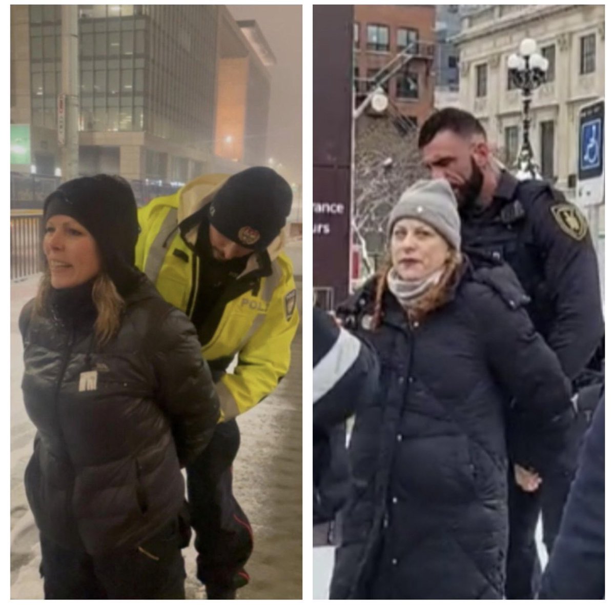 What’s wrong with this picture? The woman on the left, who had no prior criminal record, was held in jail for 50 DAYS, on mischief related charges & falsely accused of breaching bail. Straight up political persecution. The woman on the right, has relentlessly shamed &…