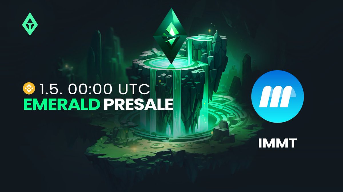 💎 IMMT PRESALE ANNOUNCEMENT 💎 🟢 EMERALD SALE 🟢 We're proud to announce the presale for @IMMT_io. Their presale is taking place on the 1st of May at 00:00 UTC! 🕗 ✅ Presale link: gempad.app/presale/0x7263… #BSC #USDT #Presale #AI #DeFi #Web3