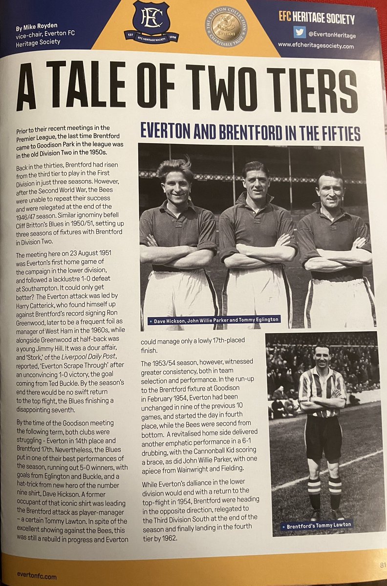 My article in the match day programme today for @EvertonHeritage ☺️💙