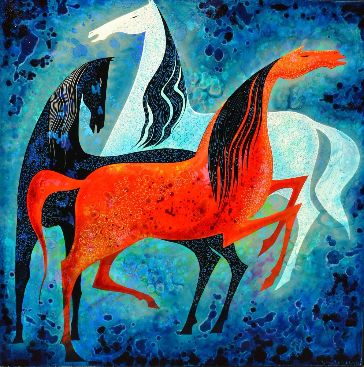 Eyvind Earle Three Noble Horses, 1993