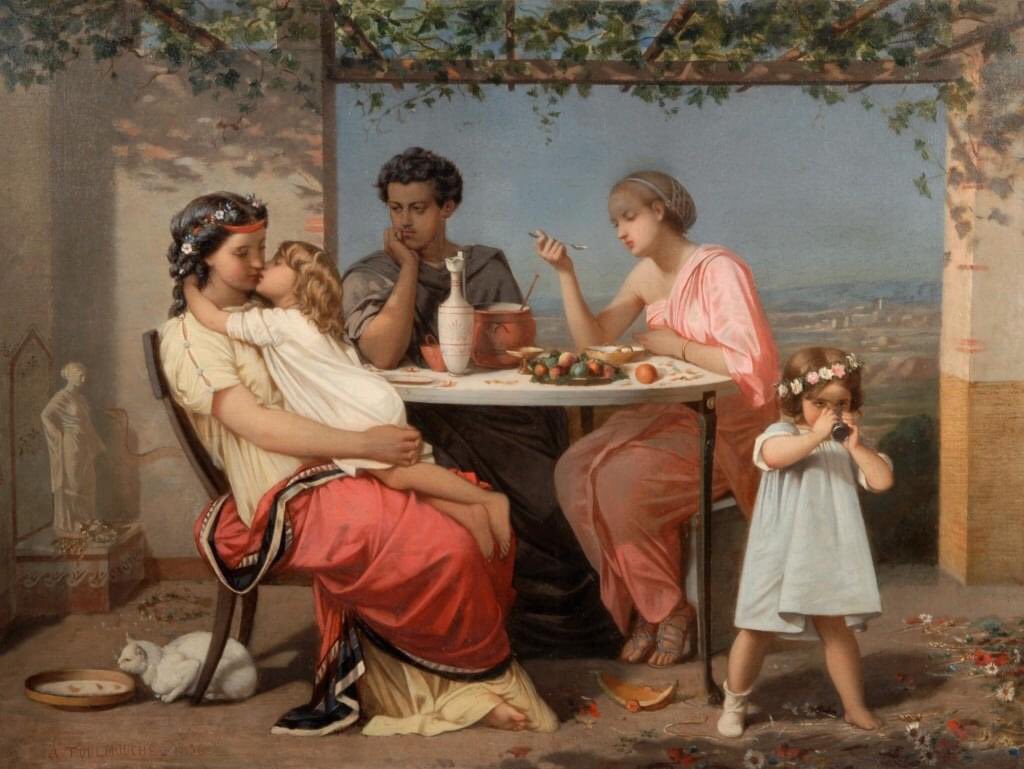 'Déjeuner sur la terrasse' (1856) Auguste Toulmouche .