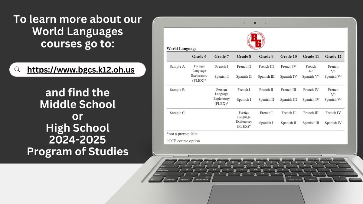 Did you know that BGCS students can learn foreign languages in 6th grade with the Foreign Language Exploratory (FLEX) class where they learn both French & Spanish? They can continue learning French or Spanish in 7th - 12th grades and can even earn an Ohio Seal of Biliteracy!