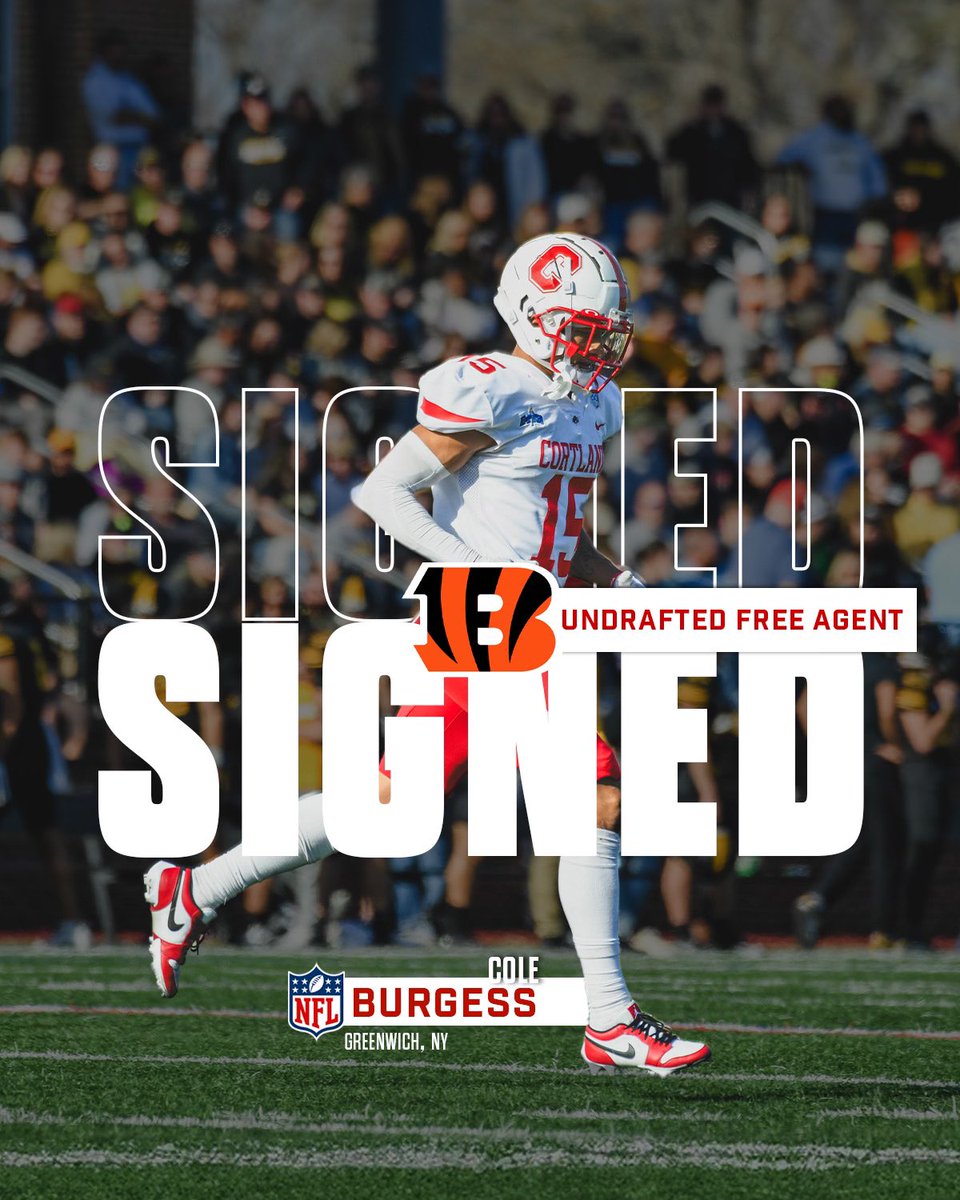 CB to the league! WR Cole Burgess has signed a deal with the Cincinnati Bengals as an Undrafted Free Agent #RuleTheJungle | #DragonRising