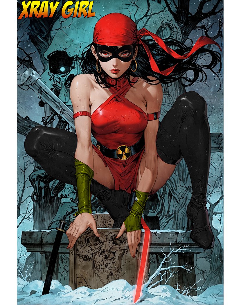#LegionofMemers Used an Elektra cover as a reference for Xray Girl. I got more Electra than Xray but still like it.