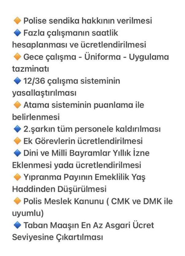 Ben Türk Polis Teşkilatının bir mensubuyum.Aşağıdaki özlük haklarımın diğer memurlara göre eksik olmasından dolayı..Diğer tüm vatandaşlardan 17 yıl eksik yaşıyorum.Kalp krizi kanser trafik kazası mobbing intihar cinnet boşanma benim kaderim…