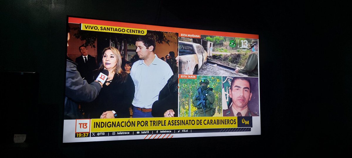 Estamos de #DueloNacional por el fallecimiento del #Carabinero en #Cañete @TVN y @24HorasTVN y también @canal13 están de luto color negro.