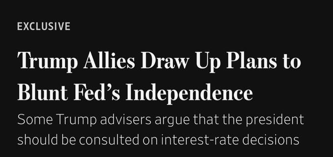 Even if you only care about the economy, you'd have to braindead to vote for Trump at this point. Central Bank independence is a cornerstone of economic stability.