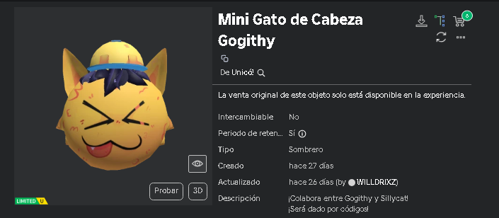 🚨 Sorteo 15 Código De Este Limited Gratis 🚨

🗒️REQUISITOS:
1️⃣Dar Me Gusta y Retwittear El Tweet.
2⃣Seguir a @NoticiasUGC / @UnicoDev
3️⃣Deber Esta Unido al Grupo (roblox.com/groups/3282695…)
4️⃣Comenta tu nombre de Roblox 

🕒¡Termina El 29 de abril 2024!