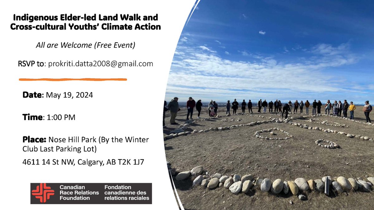 Join us at this free event @CRRF-funded youth-led climate action event. Further details can be found on the attached poster. @cityofcalgary @MountRoyalU @MRUFaculty @UCalgary @Indigenous_ca @ClimateHubYYC #ClimateAction #IndigenousPeoples #environmental