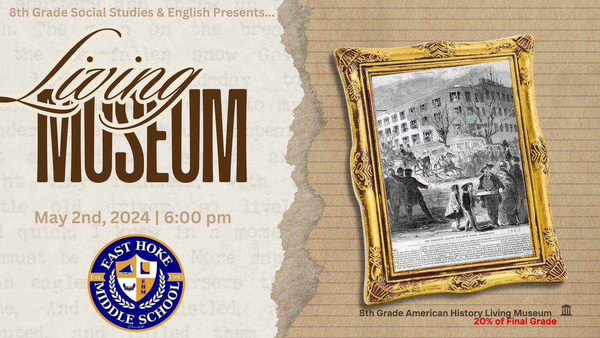 Mr_Butler19's tweet photo. What an exciting week it will be @EHMSEagles as students finish putting last details into place for their big night of presentation on Thursday 5/2.  

Join us at the Living Musuem at East Hoke Middle. https://t.co/vDrW8crdCi