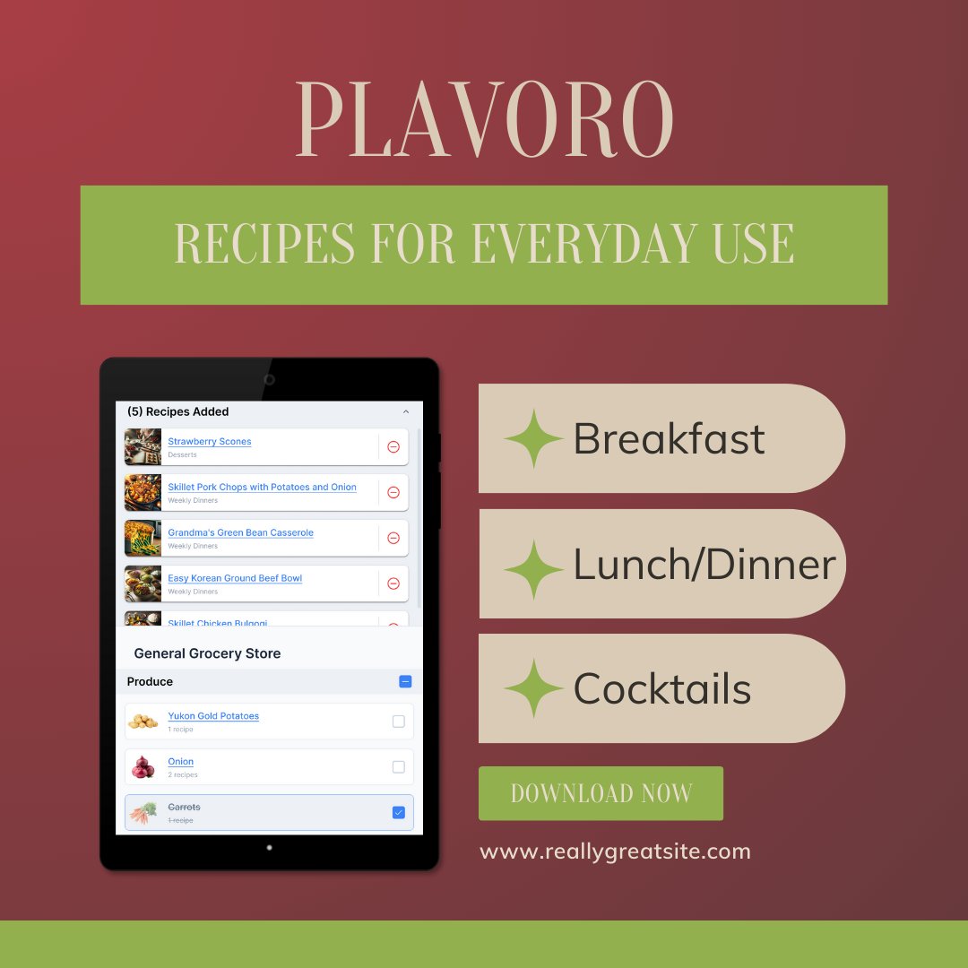 From savory sensations to creative cocktails, #Plavoro has everything you need to change your cooking game. Upload your favorite recipes, waste less ingredients, and cook with confidence! Upload today! 📲

 #FavoriteRecipes #WasteLess #HomeCooking #RecipeIdeas
