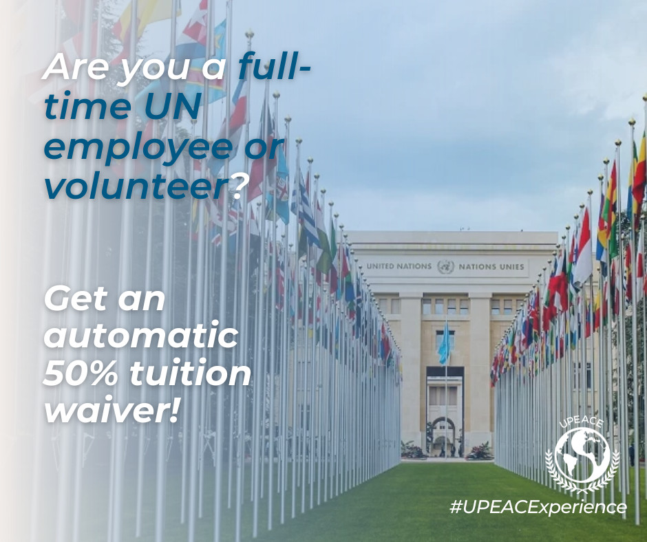 As a current full-time UN employee or volunteer, enjoy an automatic 50% tuition waiver at UPEACE! The #UPEACExperience is dedicated to redefining education. Apply today at upeace.org/?utm_campaign=… and embark on a transformative learning journey. 📚🎓