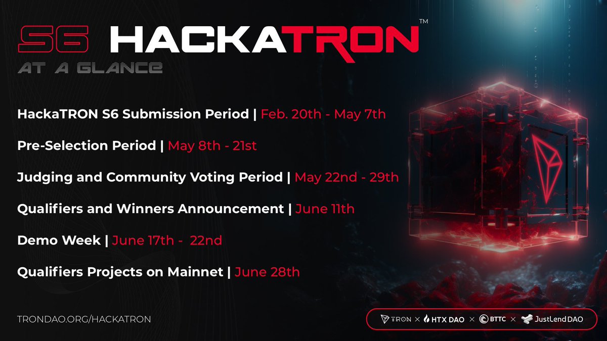 #TRON Hackathon Season 6 submissions period ends on May 7th. If you are a developer or community member join us on @trondao forum to participate in #HackaTRONs6 #BitTorrent forum.trondao.org/t/welcome-to-h…