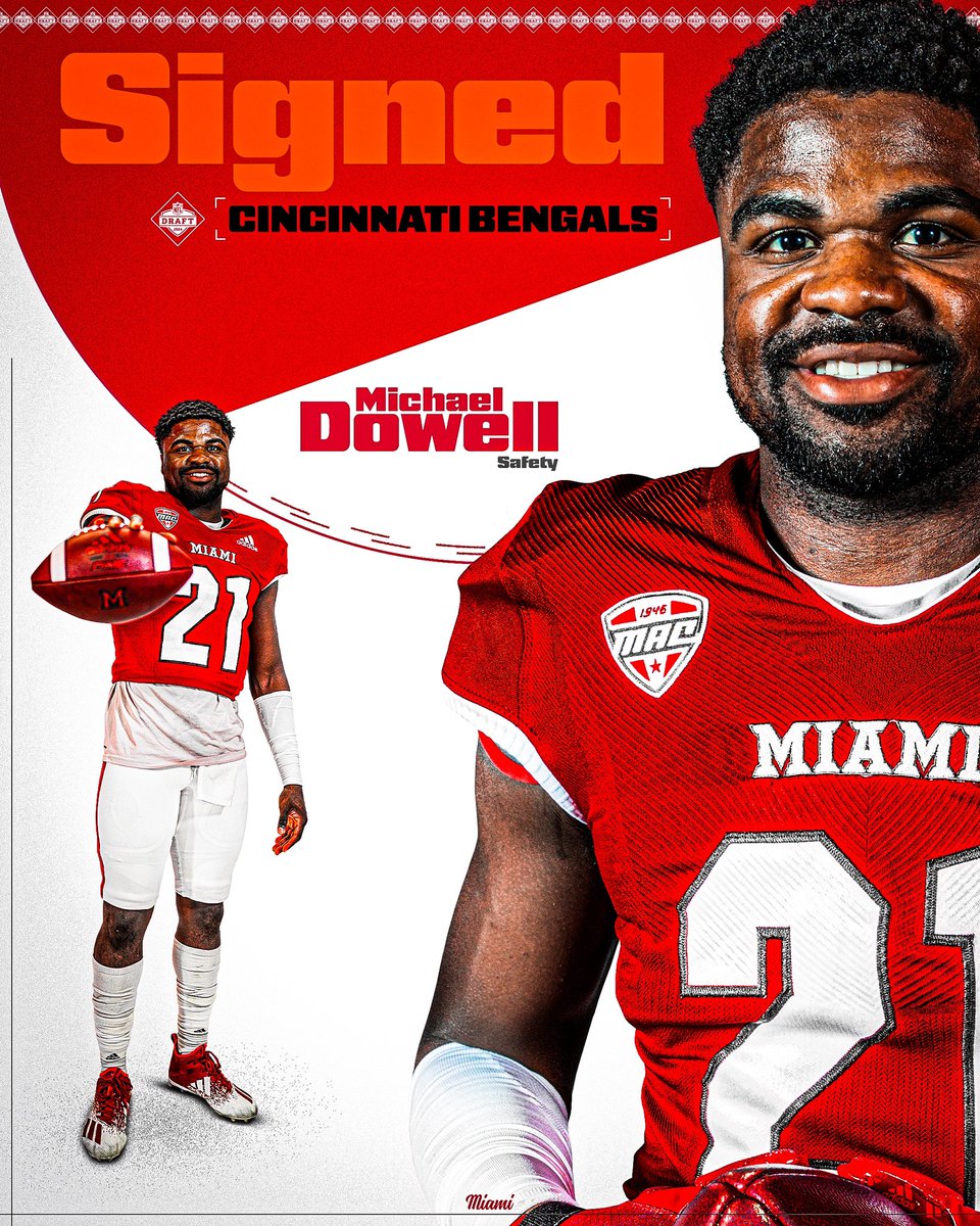 Congratulations to @10MDowell for signing with the @Bengals‼️ #RedHawksInTheNFL | 🎓🏆