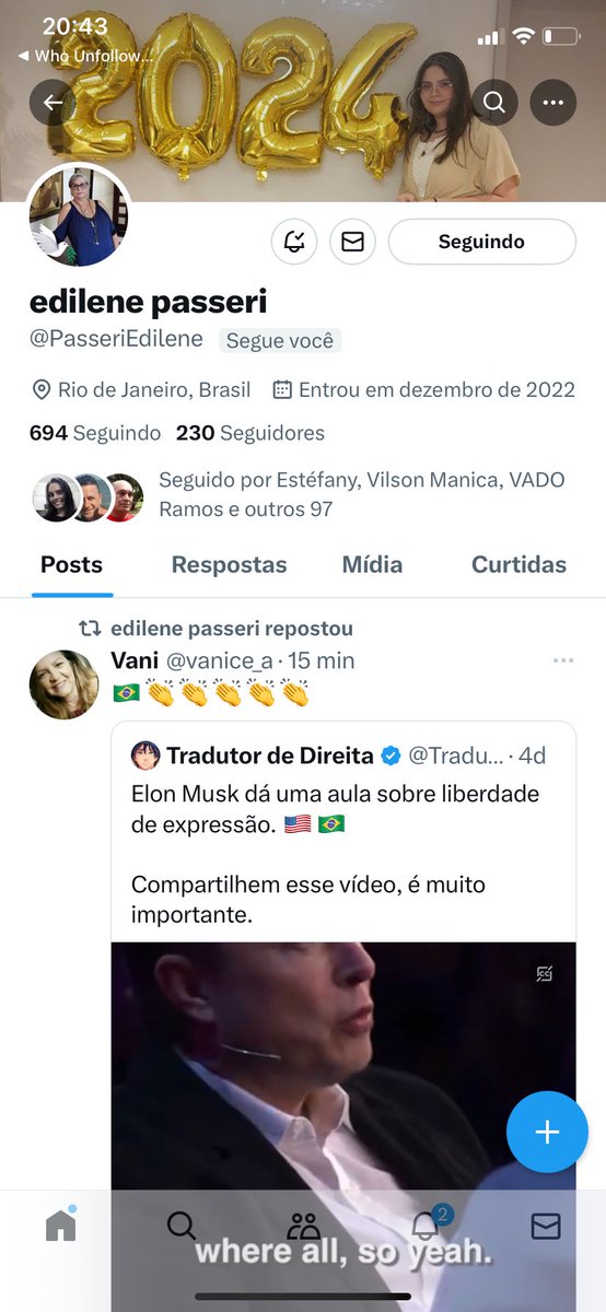 Obrigado por me seguir @PasseriEdilene !Vou te seguir com a conta principal @SERGIOR49076581 também!Patriotas,será que Edilene chega a 300 seguidores ainda hoje ? Vamos tentar ? 💪💪🇧🇷🇧🇷🤝🤝PEÇO A EDILENE QUE SIGA DE VOLTA TODOS OS PATRIOTAS QUE IRÃO TE SEGUIR, COMBINADO EDILENE?