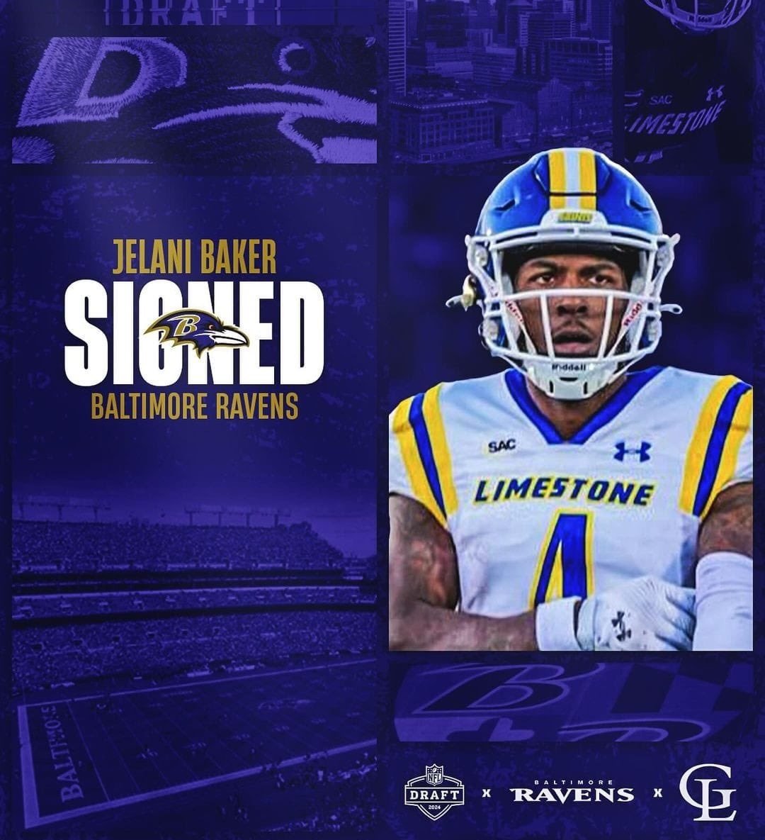 🚨Congrats to Jelani Baker on signing with the @Ravens ⚜️ Limestone Nation is so Proud!!!⚜️ @jelani_baker Who’s Next???😤