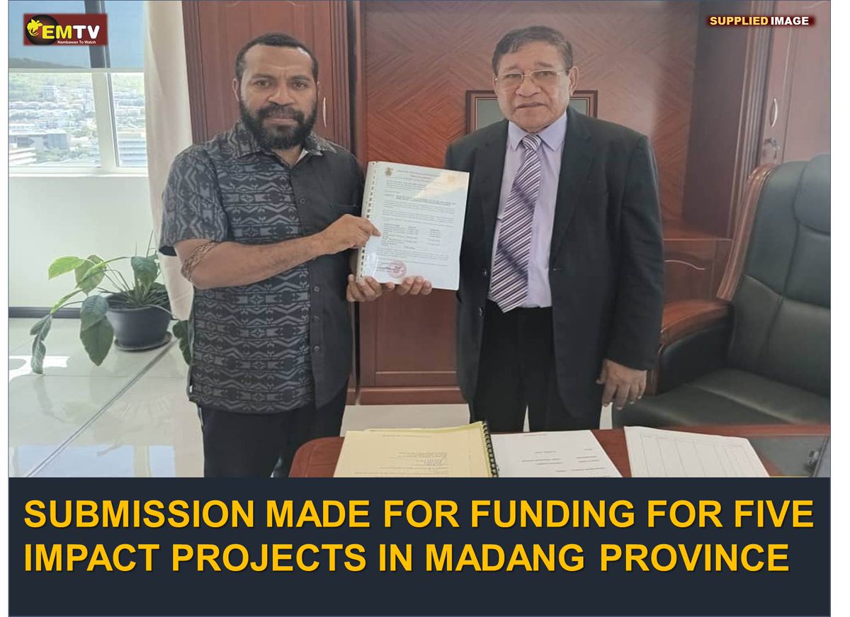 Madang Provincial member , Ramsey Pariwa has presented a submission to the Planning Minister Sir Ano Pala for the release of 20 million kina in Infrastructure Development Grant for 5 impact projects for the province.

Read more on: emtv.com.pg/submission-mad… 

#emtvonline #emtvnews