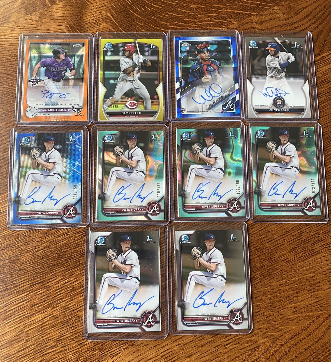 @TheHobby247 @SA247LLC Benny - $60 Collier - $60 Contreras - $50 Abreu - $50 Murphy / 150 - $80 Murphy / 199 - $70 each Murphy base - $40 each