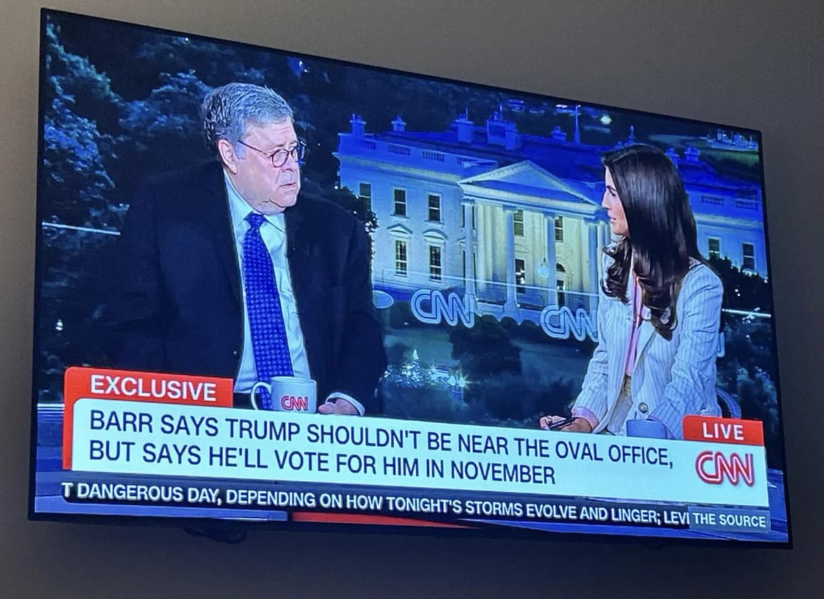 Dear Media: Since Bill Barr spent the better part of the past YEAR telling anyone who'd listen that trump should not be near the Oval Office, but said he'll vote for the insurrectionist traitor in 2024... Please STOP giving that spineless motherfucking idiot a platform.