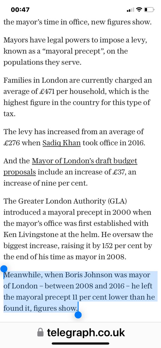 And idiots will still vote for him. “Londoners hit with 71pc increase in charges under ‘Sadiq’s stealth tax’ Households now pay average of £471 for the ‘mayoral precept’ compared to £276 when Mr Khan took up office in 2016” Boris did well 👇