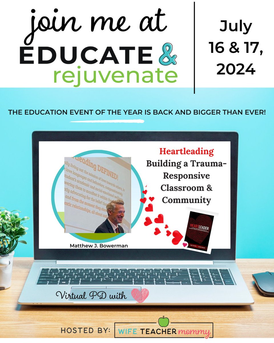 Summer PD your head and heart will thank you for!! Sign up for @educateandrejuvenate now! This is the CAN’T MISS summer educator conference. JOIN ME this summer here: wifeteachermommy.com/sp/educate-rej… #Heartleader @wifeteachermommy @AlainaClarkWein @WeinsteinEdu