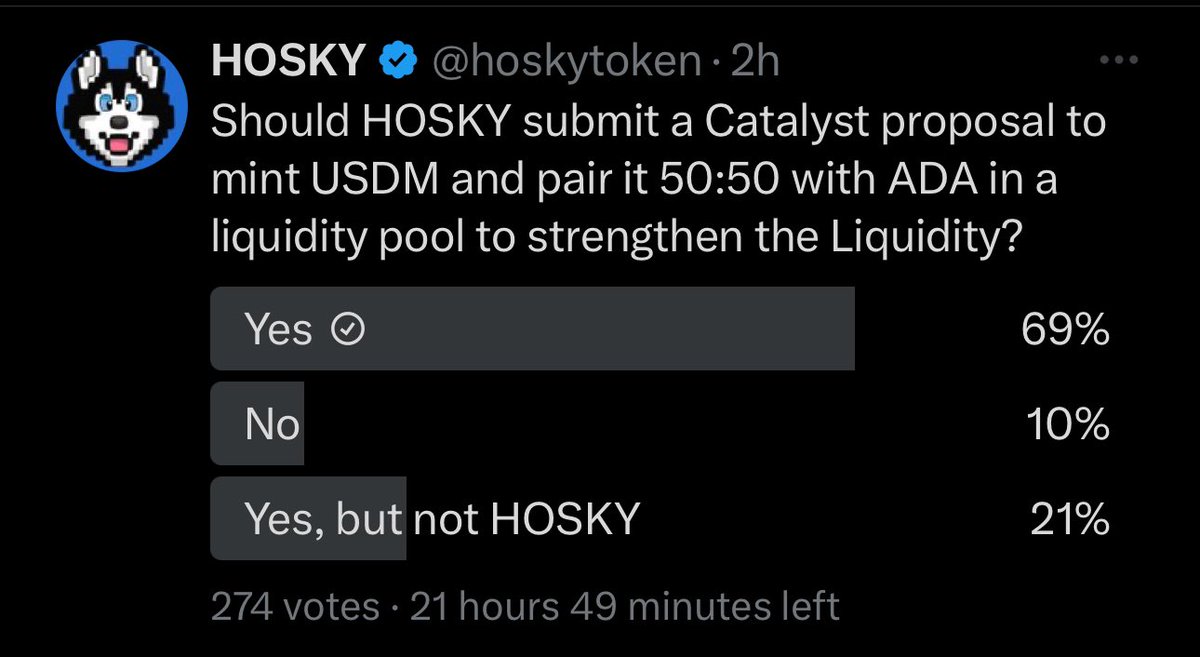 I’ll just ignore the 274 vote total and say that MY yes vote got this to 69%, as fitting. Am I doing this right @hoskytoken?